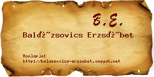 Balázsovics Erzsébet névjegykártya