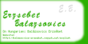 erzsebet balazsovics business card