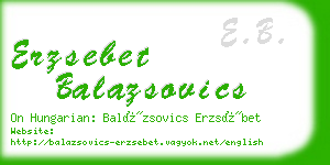 erzsebet balazsovics business card